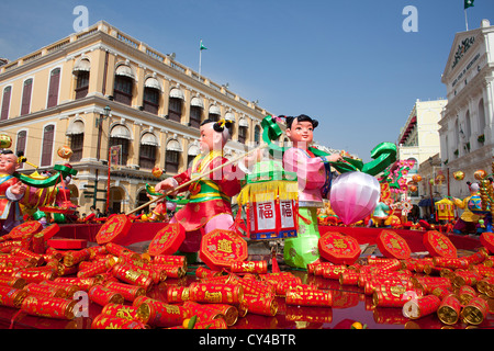 Decorazioni durante il nuovo anno cinese a Macao, Cina Foto Stock