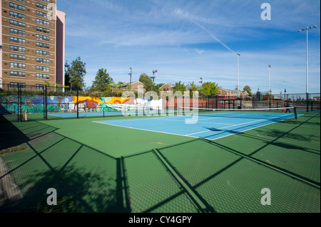 Campi da tennis in un parco a Newark New Jersey Foto Stock