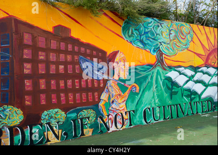 Il murale a campi da tennis e un parco in Newark New Jersey Foto Stock