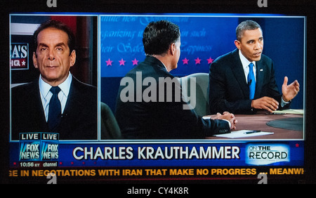 Pres. Obama & Mitt Romney, terzo dibattito presidenziale a Lynn Univ. Boca Raton, FL. Foto Stock