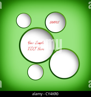 Cerchi astratta su sfondo verde. Banner con testo di esempio. Foto Stock