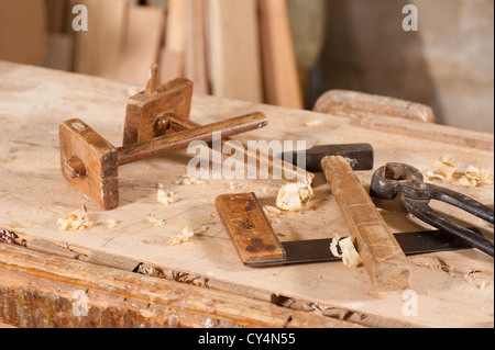 Vintage attrezzi di falegnameria ancora vita Foto Stock