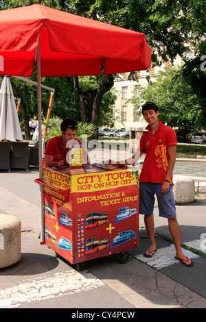 City Tour Bus ticket venduti in Budapest Foto Stock