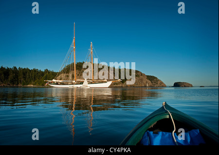 La storica goletta Zodiaco che sono ancorate al largo di Shaw isola in San Juan Isole del Puget Sound area di stato di Washington, USA. Foto Stock