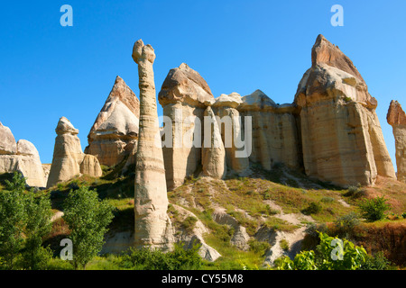 Le formazioni rocciose del camino delle fate della Valle dell'Amore, vicino a goreme, Cappadocia Foto Stock