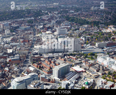 Vista aerea del centro citta' di Nottingham East Midlands, England, Regno Unito Foto Stock