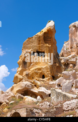 Le Rock Houses di Cauvsin, Cappadocia Turchia Foto Stock