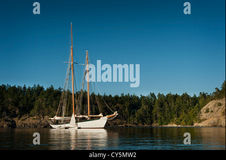 La storica goletta Zodiaco che sono ancorate al largo di Shaw isola in San Juan Isole del Puget Sound area di stato di Washington, USA. Foto Stock