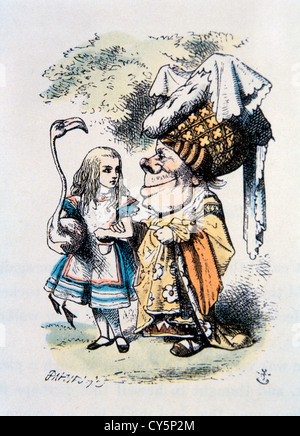 Il mock Turtle Story, Alice con la Duchessa, Alice's Adventure in Wonderland Lewis Carroll, Hand-Colored illustrazione, 1865 Foto Stock