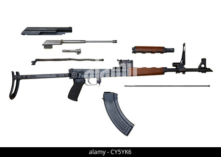 AK47 AKMS Kalashnikov fucile da assalto spogliato per la pulizia. Foto Stock