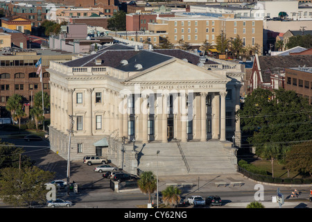 Vista aerea del vecchio Custom House Charleston, Carolina del Sud. Foto Stock