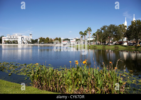 Celebrazione hotel e il lago rianhard downtown celebrazione florida usa Foto Stock