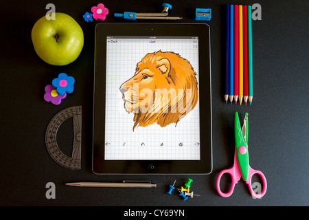 Ipad 3 con la scuola accessori Foto Stock