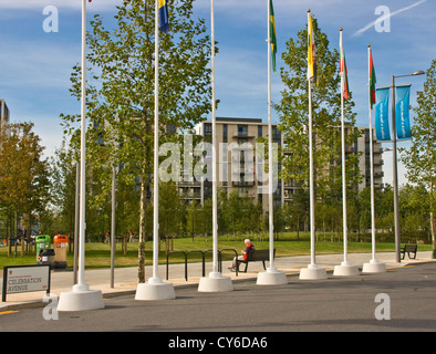 Celebrazione Avenue a Londra 2012 Olympic atleti paralimpici village Stratford Inghilterra Europa Foto Stock