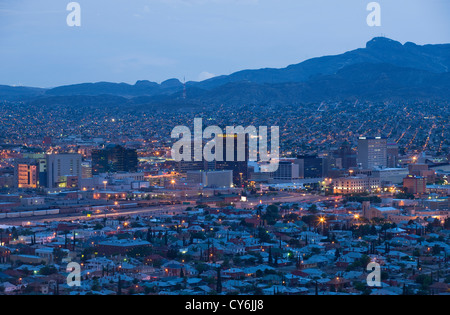 Si affacciano skyline del centro di El Paso Texas USA Foto Stock