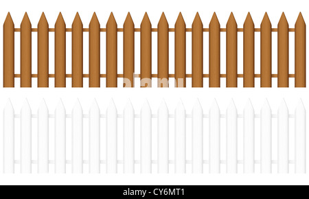 Recinti di legno su uno sfondo bianco. Illustrazione Vettoriale. Foto Stock