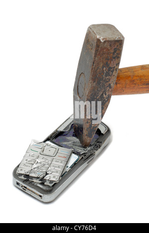 Smashing telefono cellulare Foto Stock