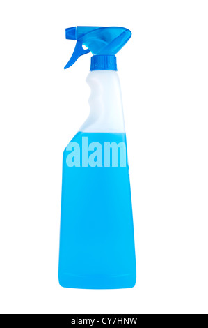 La bottiglia spray di pulizia prodotto isolato su bianco Foto Stock