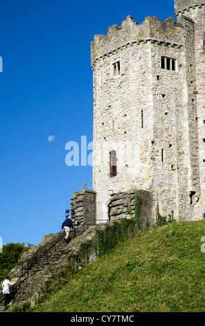 Norman tenere, Castello di Cardiff, Cardiff, Glamorgan, Wales, Regno Unito. Foto Stock