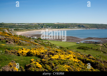 Port Eynon villaggio e spiaggia della Penisola di Gower Swansea County South Wales UK Foto Stock