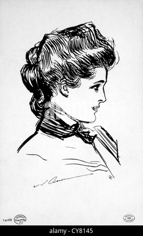 Gibson Girl, Beatrice, Ritratto, disegno di Charles Dana Gibson, circa 1903 Foto Stock