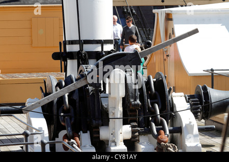 Le pompe lanciato nel 1843 SS Gran Bretagna, progettato da I K Brunel fu il primo Trans Atlantic liner passeggero Foto Stock