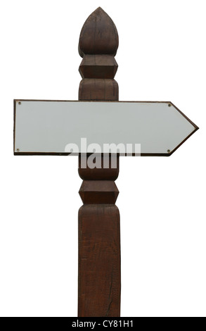 In legno di orientamento per vuoto per il tuo testo, isolato su bianco. Foto Stock