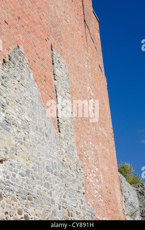 Canada Quebec, Montreal. Porto antico a Saint-Sacrement Street & Saint-Francoise-Xavier. Centro storico di parete. Foto Stock