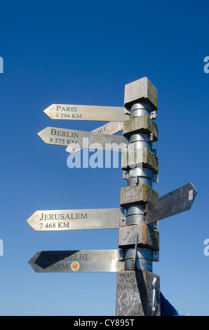 Marcatore a distanza presso la Western Cape, Table Mountain National Park, Cape Town, Sud Africa. Foto Stock