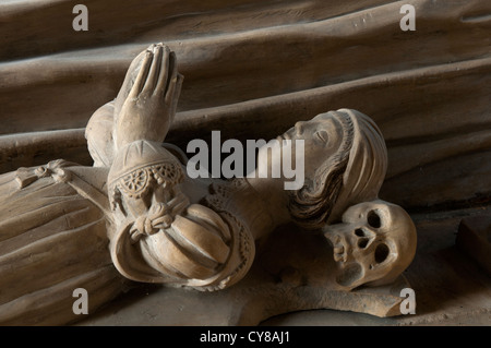 Leigh memorial dettaglio, la chiesa di San James, Longborough, Gloucestershire, Regno Unito Foto Stock