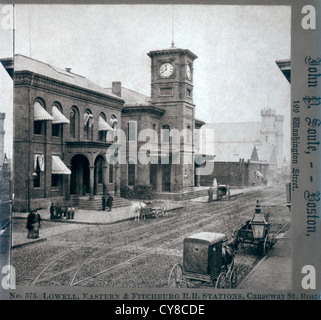 Lowell, Eastern & Fitchburg Railroad Station, Boston, Massachusetts, USA, circa 1900 Foto Stock
