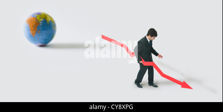 Impatto della recessione economica a livello globale in feltro Foto Stock