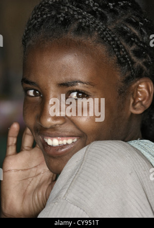 Sorridente ragazza di Asmara Eritrea Foto Stock