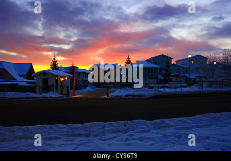 Case in inverno. Irkutsk, in Russia. Foto Stock