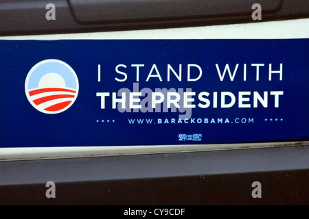 "Io sto con il presidente" campagna politica adesivo su un auto dei paraurti posteriore. Foto Stock