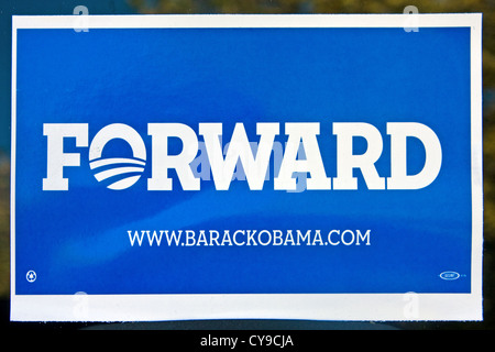 2012 Barack Hussein Obama 'Avanti' campagna politica di segno. Foto Stock