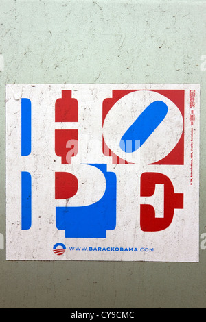 2008 Barack Hussein Obama "speranza" campagna politica adesivo. Foto Stock