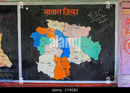 Mappa di Satara distretto nel Maharashtra, India Foto Stock