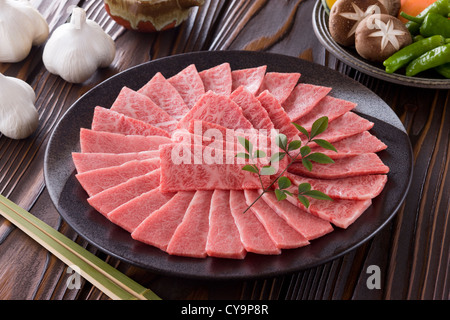 Fette di osso-meno nervatura corta di carni bovine Foto Stock