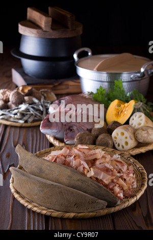 Gli ingredienti della tradizionale cucina giapponese Foto Stock