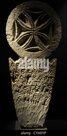 Copto stele della tomba dell'uomo Sapiti, scritto in Greco lettera maiuscola. 6th-8th secoli. Periodo Paleocristiano. Harageh cimitero. Foto Stock