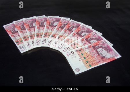 Sterlina inglese di banconote. Denaro £50 libbre contanti ventola 129809 Money Foto Stock