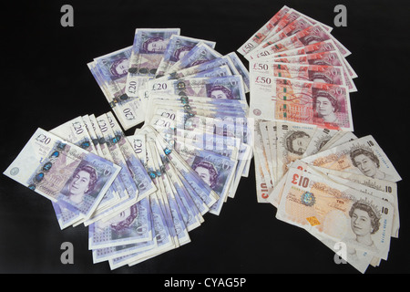 Sterlina inglese di banconote. Denaro £10, £20, £50 libbre 129817 Money Foto Stock