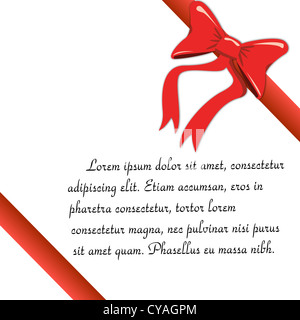 Natale e Anno Nuovo messaggio di saluto della scheda con un nastro rosso e il luogo per il vostro testo Foto Stock