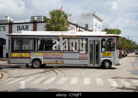 Key West trolley tours sightseeing tours florida usa Foto Stock