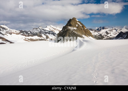 Guardando indietro verso Mitterkamm sul percorso di Hochwilde con Ramolkogel nella distanza. Alpi austriache. Foto Stock