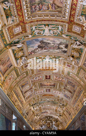 Soffitto, galleria di mappe, Museo del Vaticano, Roma Foto Stock