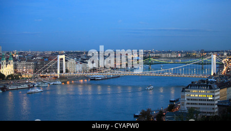 Ungheria, Budapest, Fiume Danubio, il ponte Elisabeth, Foto Stock