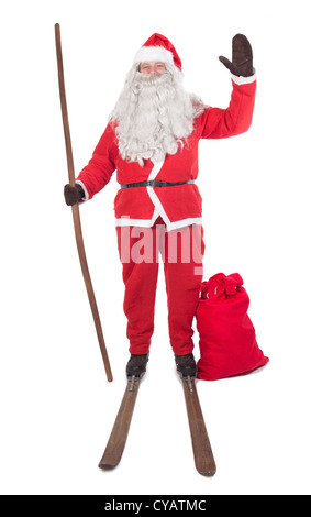 Babbo Natale sugli sci Foto Stock