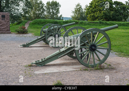 I cannoni al di fuori della storia culturale museo a Lappeenranta, Finlandia Foto Stock